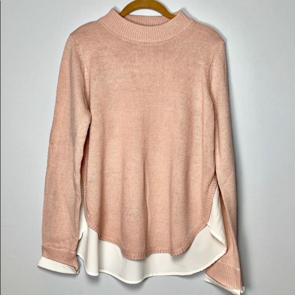 New York & Company Pink Sweater with White Hem